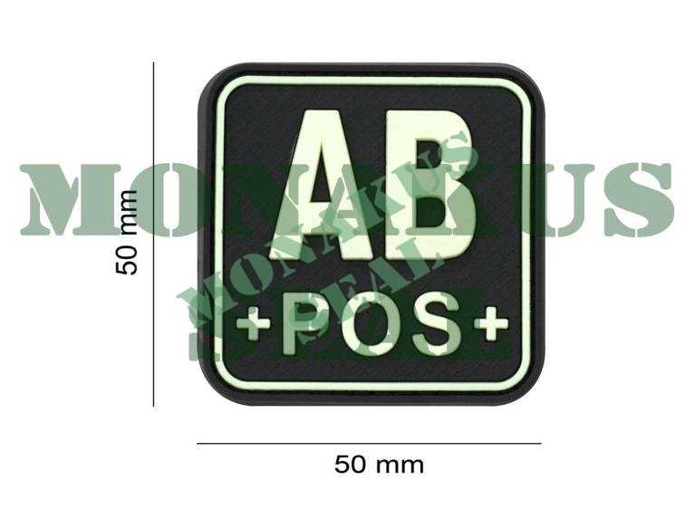 Bloodtype Square Rubber Patch AB Pos JTG